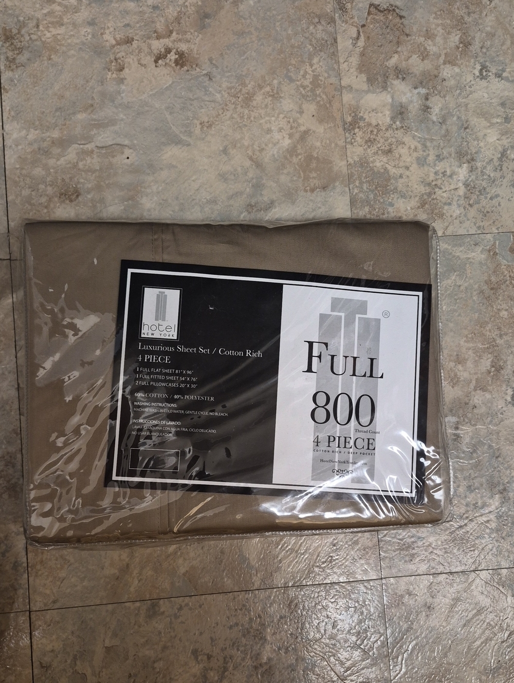 Full 800 Thread Count 4-Piece Sheet Set - Beige